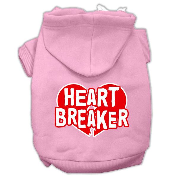 Heart Breaker Screen Print Pet Hoodies Light Pink Size Med (12)