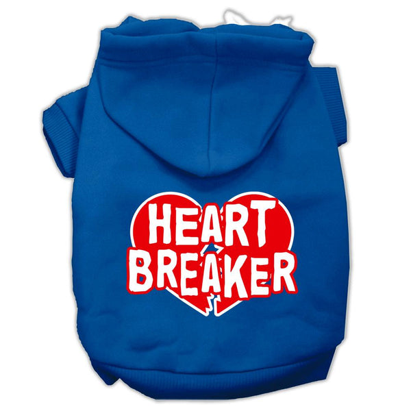 Heart Breaker Screen Print Pet Hoodies Blue Size XS (8)