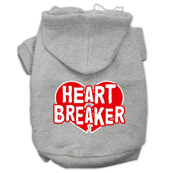 Heart Breaker Screen Print Pet Hoodies Grey Size XS (8)