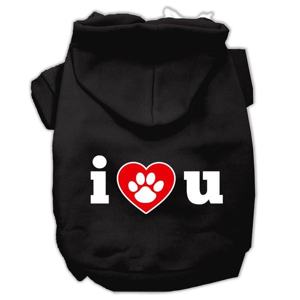 I Love U Screen Print Pet Hoodies Black Size XXXL (20)