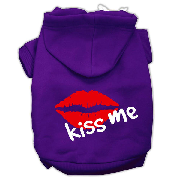 Kiss Me Screen Print Pet Hoodies Purple Size Lg (14)