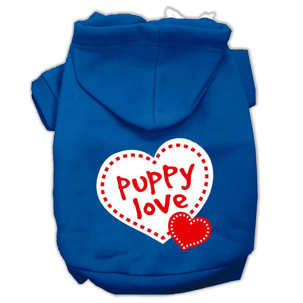 Puppy Love Screen Print Pet Hoodies Blue Size Lg (14)