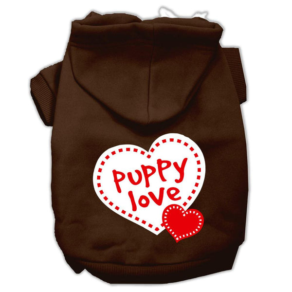 Puppy Love Screen Print Pet Hoodies Brown Size Sm (10)