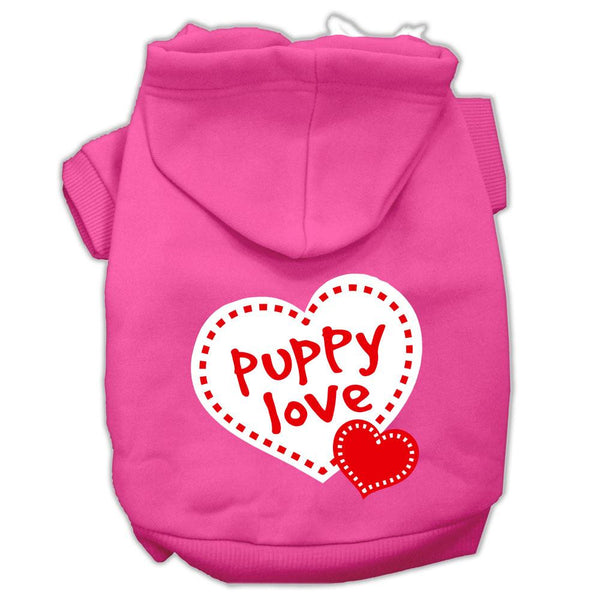 Puppy Love Screen Print Pet Hoodies Bright Pink Size XS (8)