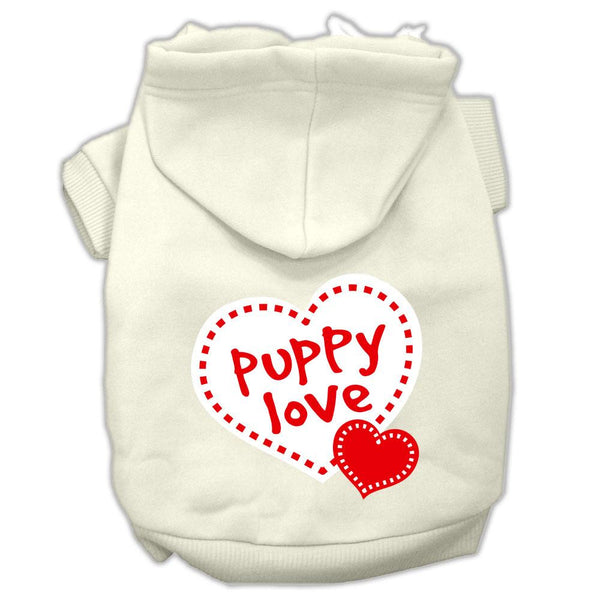 Puppy Love Screen Print Pet Hoodies Cream Size XS (8)