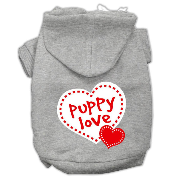 Puppy Love Screen Print Pet Hoodies Grey Size XS (8)