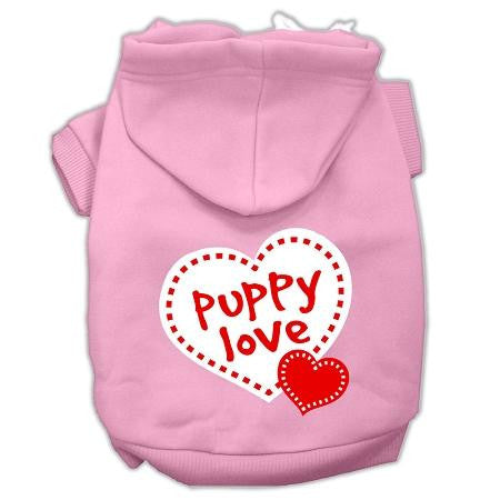 Puppy Love Screen Print Pet Hoodies Light Pink Size XS (8)