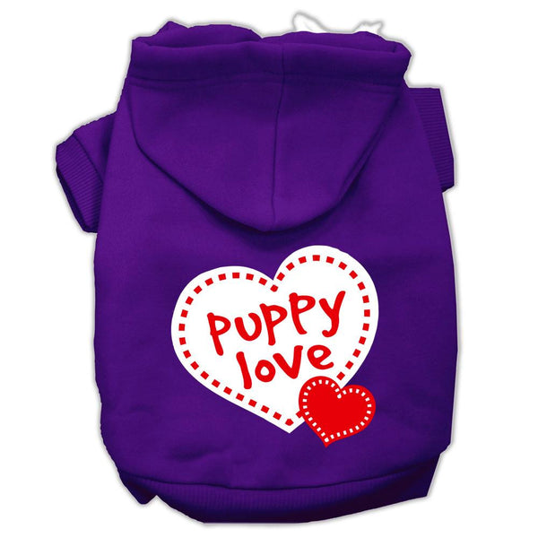 Puppy Love Screen Print Pet Hoodies Purple Size XS (8)