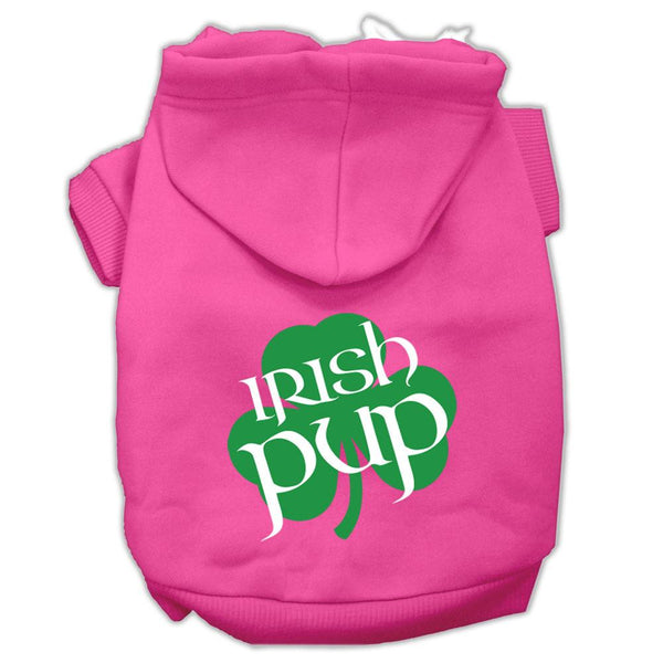 Irish Pup Screen Print Pet Hoodies Bright Pink Size Lg (14)