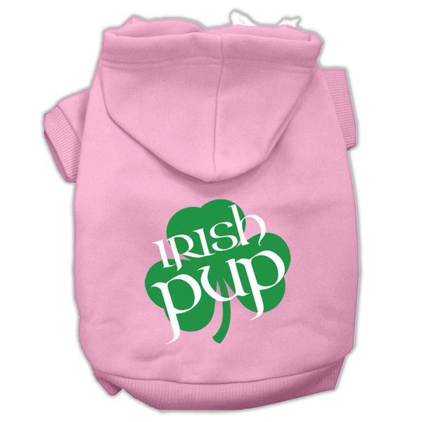 Irish Pup Screen Print Pet Hoodies Light Pink Size XS (8)