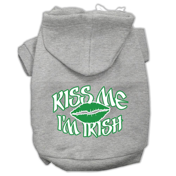 Kiss Me I'm Irish Screen Print Pet Hoodies Grey Size Lg (14)