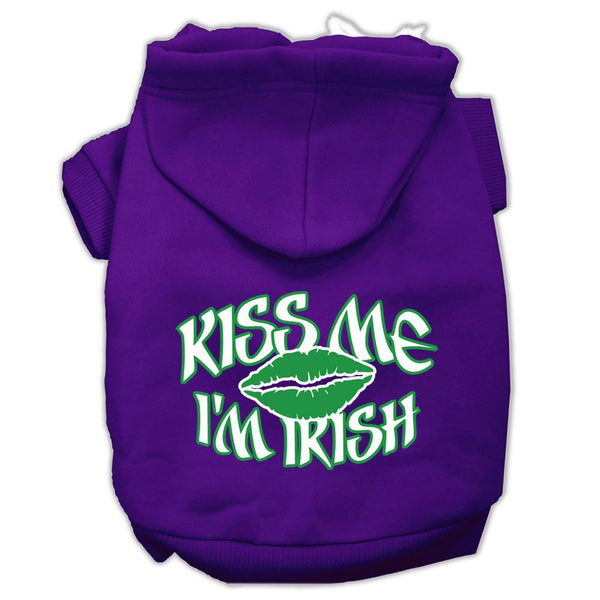 Kiss Me I'm Irish Screen Print Pet Hoodies Purple Size Lg (14)