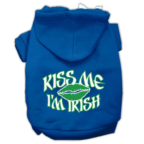 Kiss Me I'm Irish Screen Print Pet Hoodies Blue Size Med (12)