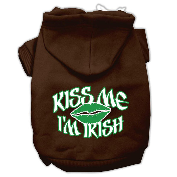 Kiss Me I'm Irish Screen Print Pet Hoodies Brown Size XS (8)