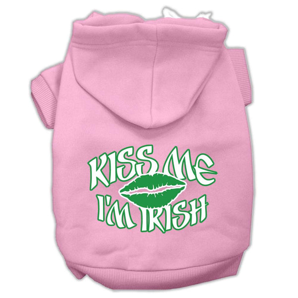 Kiss Me I'm Irish Screen Print Pet Hoodies Light Pink Size XS (8)