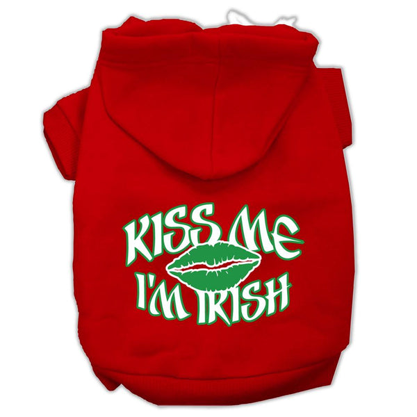 Kiss Me I'm Irish Screen Print Pet Hoodies Red Size XS (8)