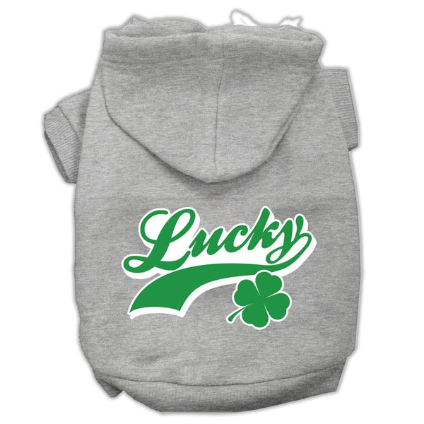 Lucky Swoosh Screen Print Pet Hoodies Grey Size Lg (14)