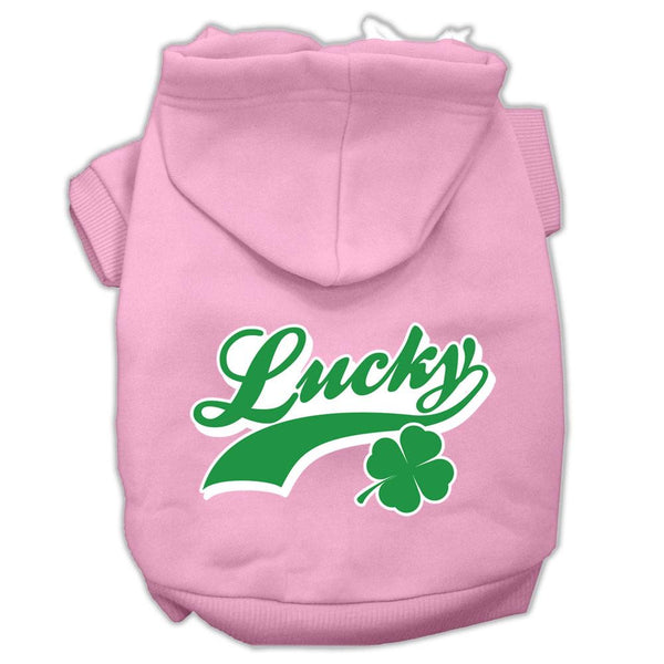 Lucky Swoosh Screen Print Pet Hoodies Light Pink Size Lg (14)