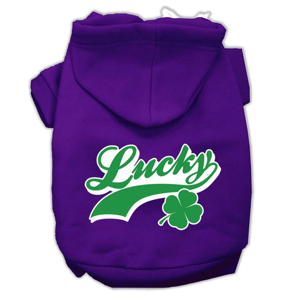 Lucky Swoosh Screen Print Pet Hoodies Purple Size Lg (14)