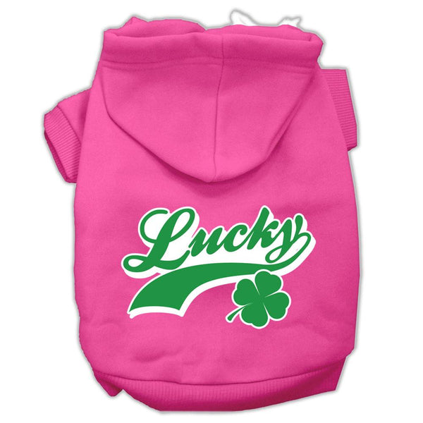 Lucky Swoosh Screen Print Pet Hoodies Bright Pink Size Med (12)