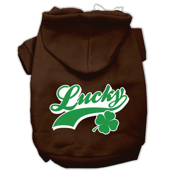 Lucky Swoosh Screen Print Pet Hoodies Brown Size Med (12)