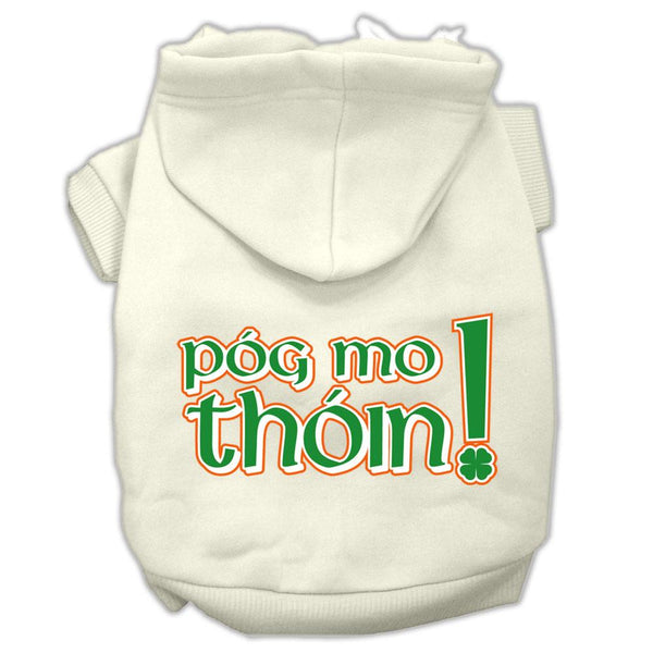 Pog Mo Thoin Screen Print Pet Hoodies Cream Size Lg (14)