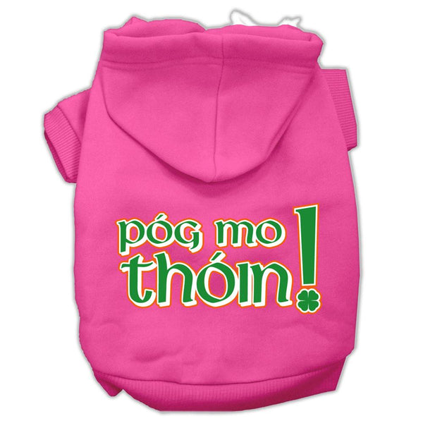 Pog Mo Thoin Screen Print Pet Hoodies Bright Pink Size XS (8)