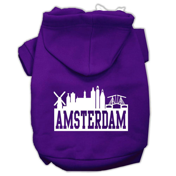 Amsterdam Skyline Screen Print Pet Hoodies Purple Size Lg (14)