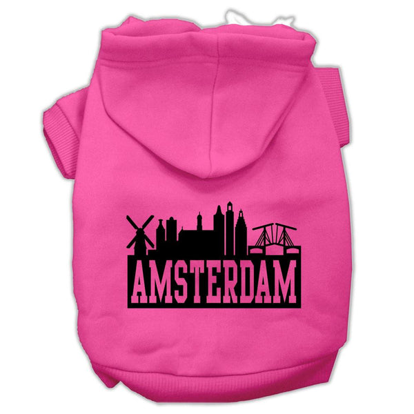 Amsterdam Skyline Screen Print Pet Hoodies Bright Pink Size Med (12)