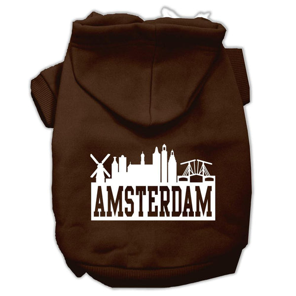 Amsterdam Skyline Screen Print Pet Hoodies Brown Size XL (16)