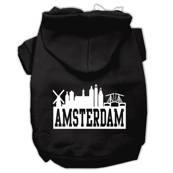 Amsterdam Skyline Screen Print Pet Hoodies Black Size XXXL (20)