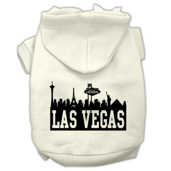 Las Vegas Skyline Screen Print Pet Hoodies Cream Size Lg (14)