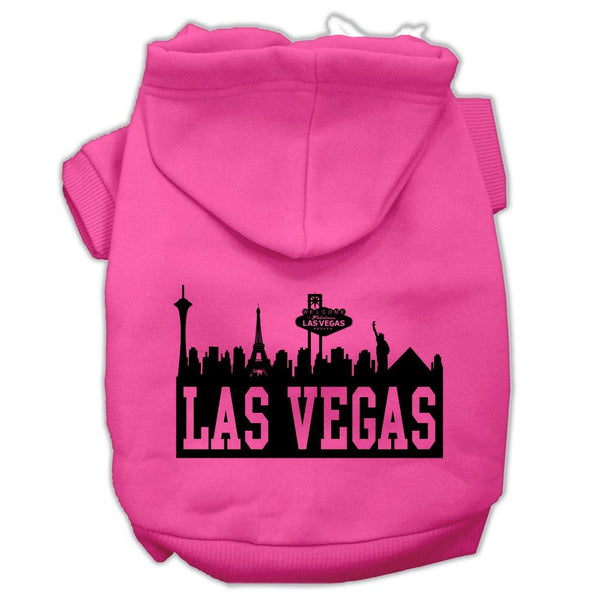 Las Vegas Skyline Screen Print Pet Hoodies Bright Pink Size Med (12)