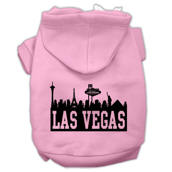 Las Vegas Skyline Screen Print Pet Hoodies Light Pink Size Med (12)