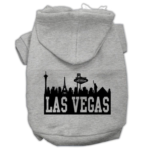 Las Vegas Skyline Screen Print Pet Hoodies Grey Size XS (8)