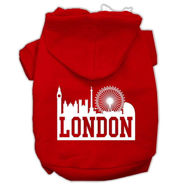 London Skyline Screen Print Pet Hoodies Red Size Med (12)