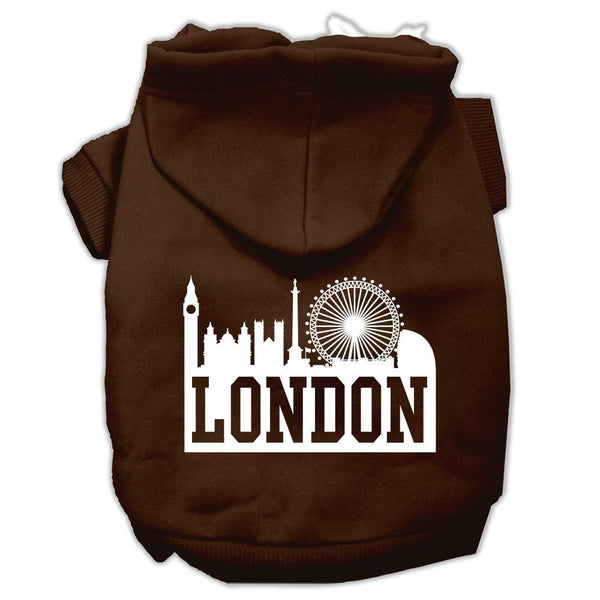 London Skyline Screen Print Pet Hoodies Brown Size XL (16)