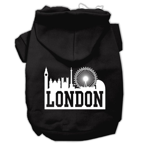 London Skyline Screen Print Pet Hoodies Black Size XXXL (20)