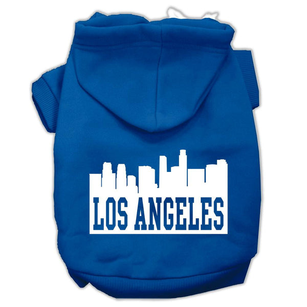 Los Angeles Skyline Screen Print Pet Hoodies Blue Size Lg (14)