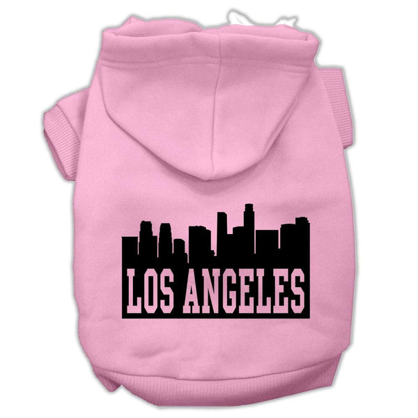 Los Angeles Skyline Screen Print Pet Hoodies Light Pink Size Lg (14)