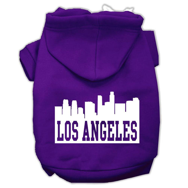 Los Angeles Skyline Screen Print Pet Hoodies Purple Size Lg (14)