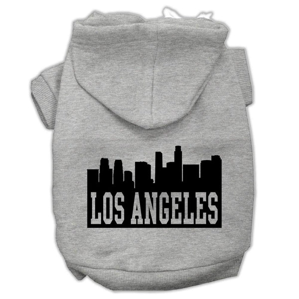 Los Angeles Skyline Screen Print Pet Hoodies Grey Size XS (8)