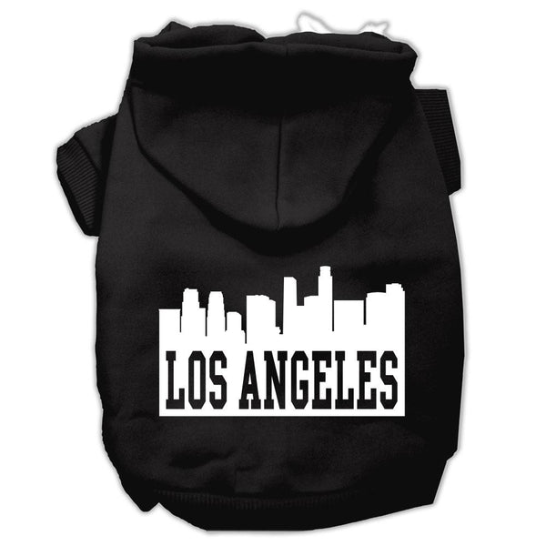 Los Angeles Skyline Screen Print Pet Hoodies Black Size XXL (18)