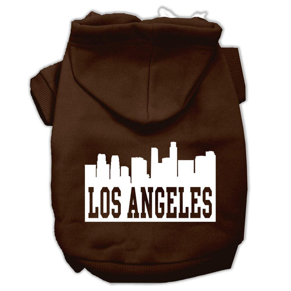 Los Angeles Skyline Screen Print Pet Hoodies Brown Size XXL (18)