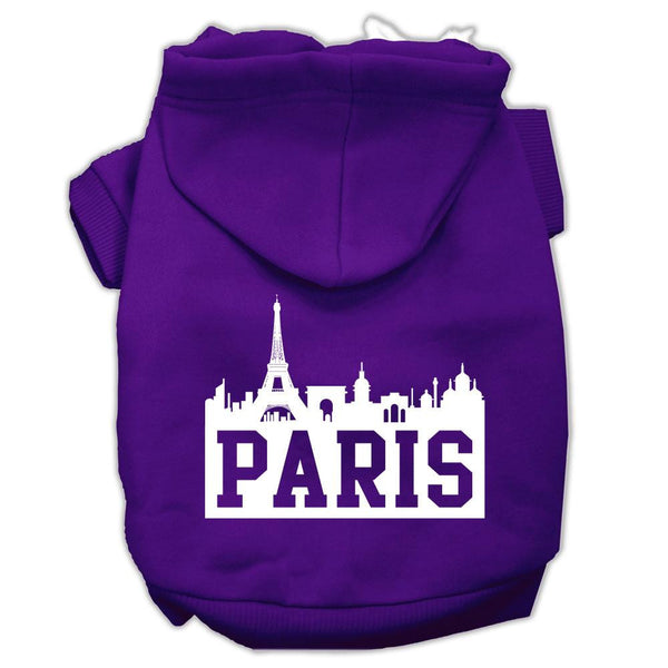 Paris Skyline Screen Print Pet Hoodies Purple Size Lg (14)