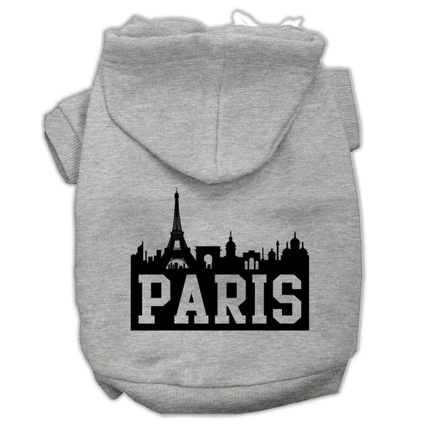 Paris Skyline Screen Print Pet Hoodies Grey Size Sm (10)