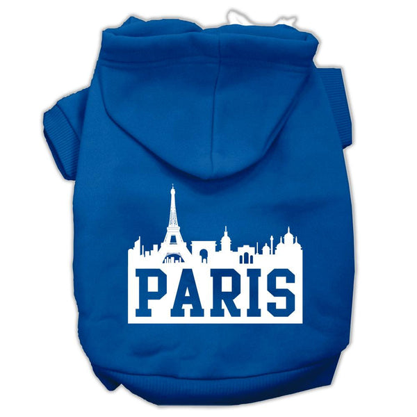 Paris Skyline Screen Print Pet Hoodies Blue Size XS (8)