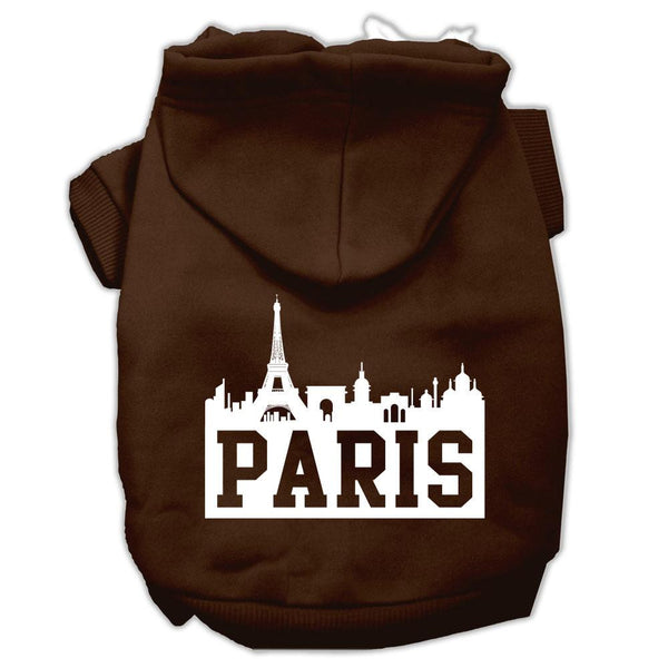 Paris Skyline Screen Print Pet Hoodies Brown Size XS (8)