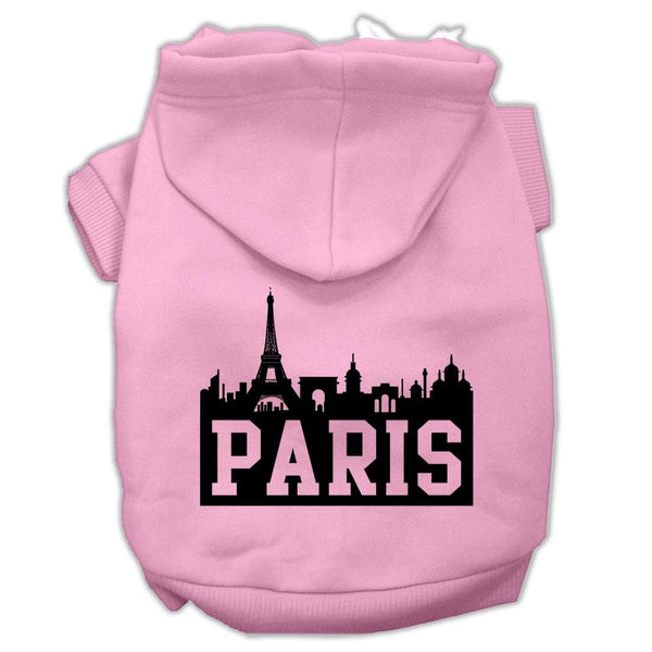 Paris Skyline Screen Print Pet Hoodies Light Pink Size XS (8)