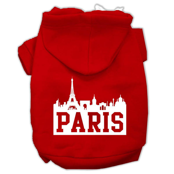 Paris Skyline Screen Print Pet Hoodies Red Size XS (8)